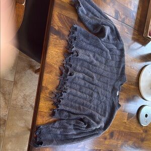 Navy Fringed Women's Sweater